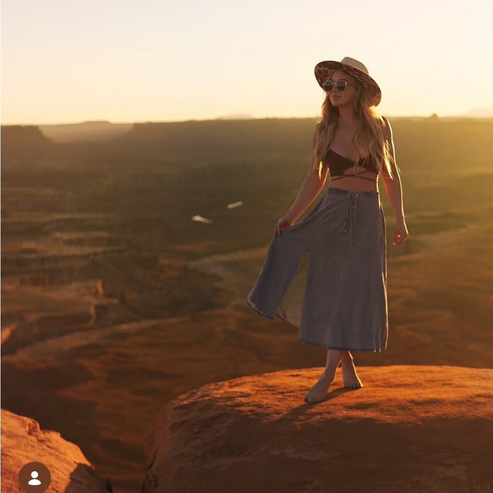 Lulus Light Blue Denim A-Line Skirt
